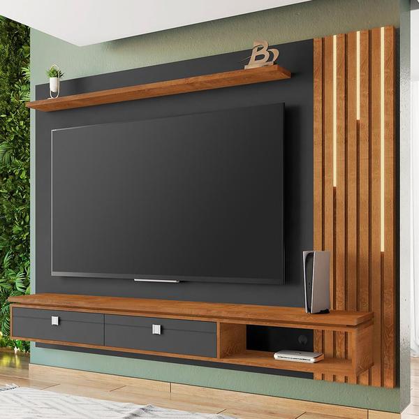Painel Hanover Para TV até 75" Polegadas com Fita de Led - Móveis Bechara Imagem de Painel Hanover Para TV até 75" Polegadas com Fita de Led