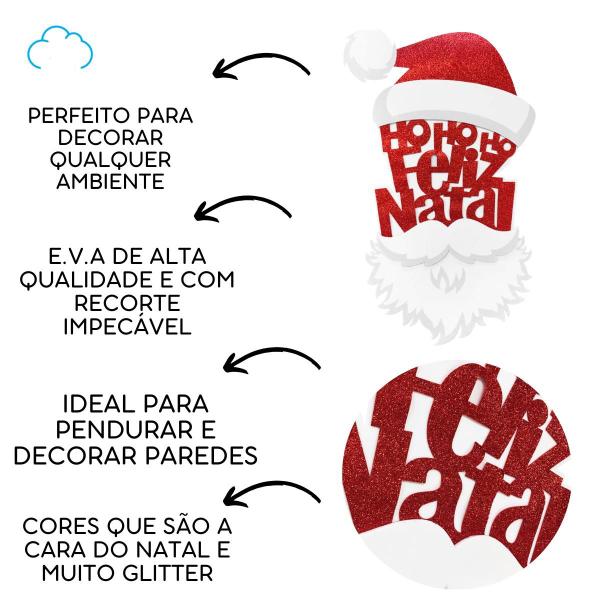 Imagem de  Painel HOHOHO feliz natal touca e barba EVA grande piffer Papai Noel letreiro