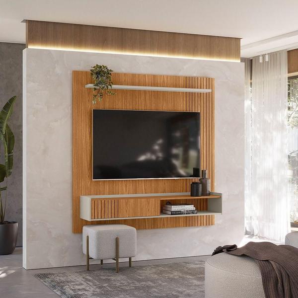 Imagem de Painel Home Dublin 1,60m p/ TV até 65 NATURE/OFF WHITE -Linea Brasil