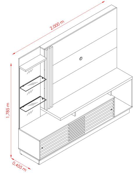 Imagem de Painel Home Para Tv Até 60" Led Espelho 2 Portas Frizz Plus Fendi Naturale - Madetec