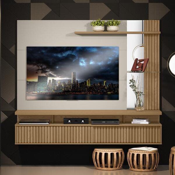 Imagem de Painel Home Para Tv Até 60 Maragogi MDP e MDF com Espelho Decorativo - Línea Brasil