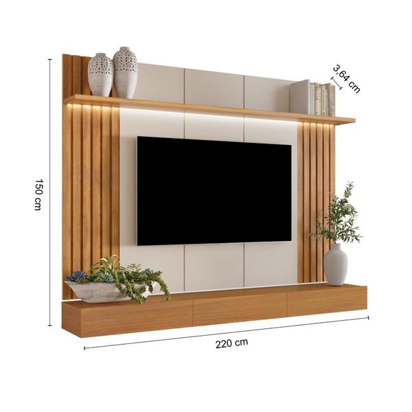Painel Home para Tv até 84 Polegadas 220cm Led Supreme - Móveis Fazzio Imagem de Painel Home para Tv até 84 Polegadas 220cm Led Supreme