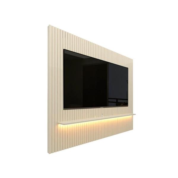 Imagem de Painel Home Ripado TV Até 85 Polegadas Com LED Off White Notório Shop JM