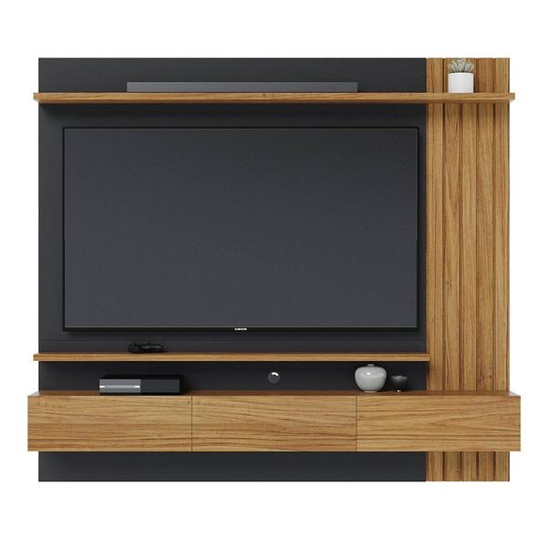 Imagem de Painel Home Suspenso para TV 70 Pol. 180cm Buriti C05 Noce Milano/Preto Fosco - Mpozenato