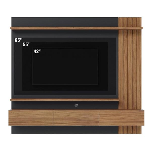 Imagem de Painel Home Suspenso para TV 70 Pol. 180cm Buriti C05 Noce Milano/Preto Fosco - Mpozenato