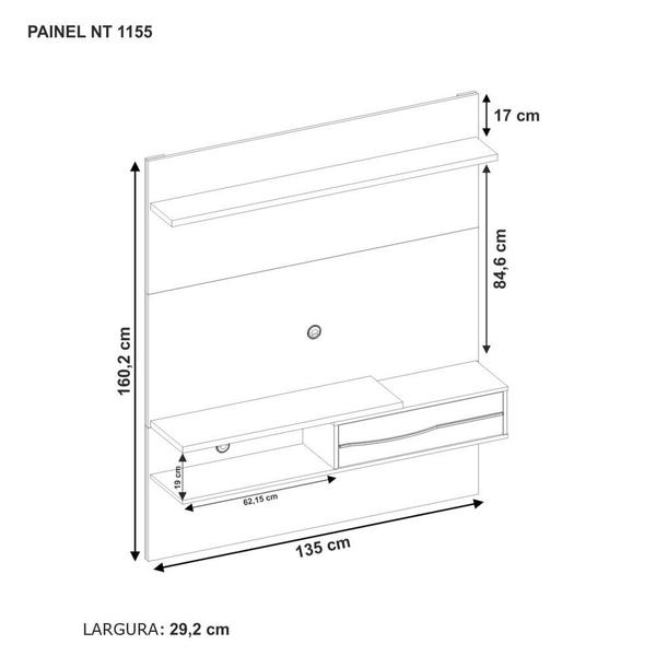 Imagem de Painel Home Suspenso Para TV Até 55 Polegadas 1 Porta Sala de Estar Off White e Marrom Madeira