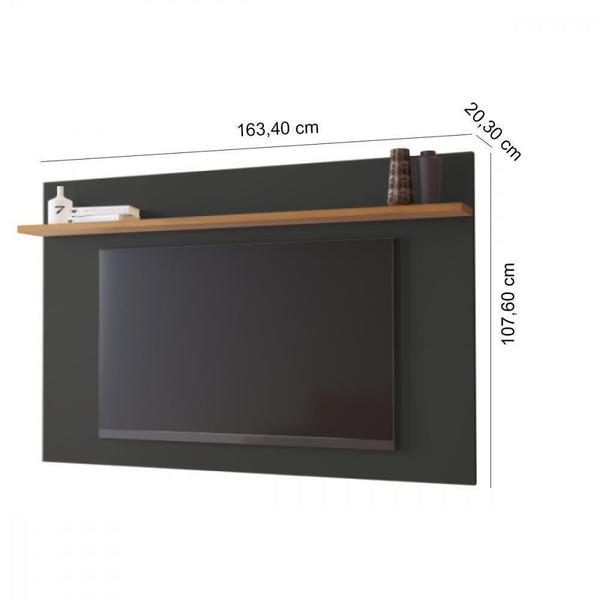 Imagem de Painel Home Suspenso Para TV Até 60 Polegadas 1 Prateleira Sala de Estar Preto e Marrom Madeira