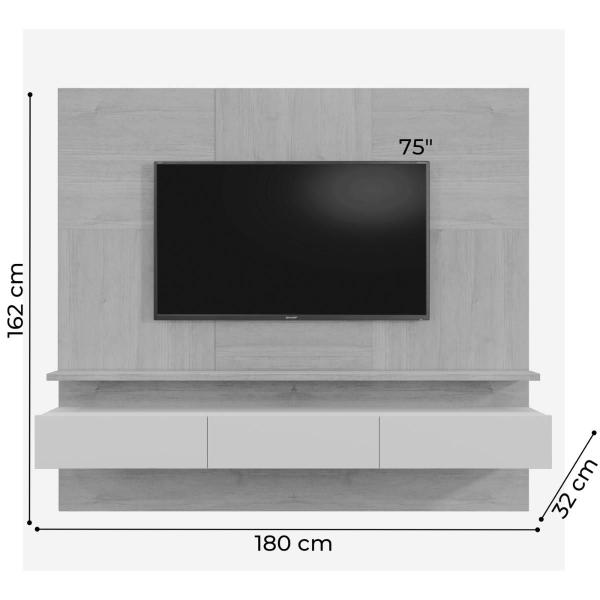 Imagem de Painel Itália com nicho 3 Portas Básculas para Tv até 75 Polegadas