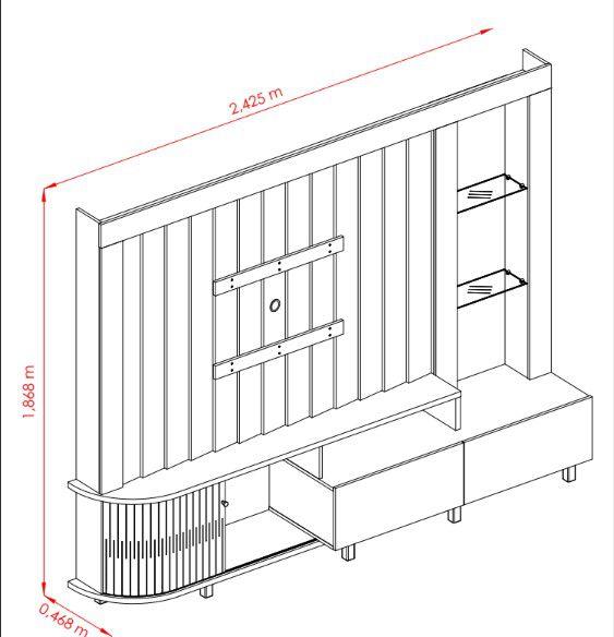 Imagem de Painel Le Mans Ripado para TV até 70 polegadas - Fendi/Naturale - Madetec