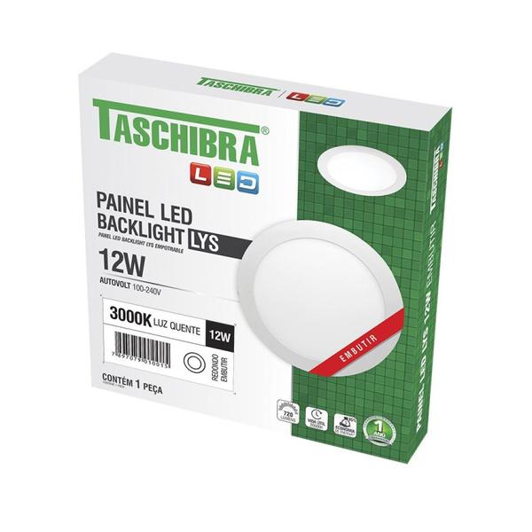 Imagem de Painel Led 12w Lys Redondo Embutir 3000k 15140182 Taschibra Branco