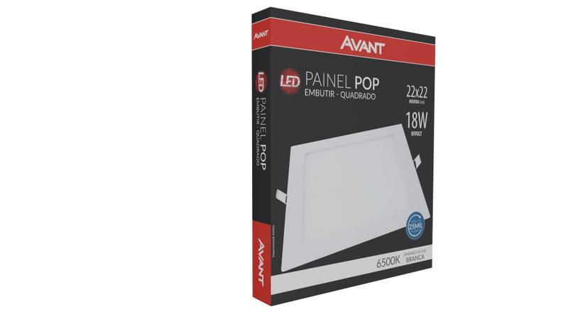 Imagem de Painel Led 18W Avant Embutir Quadrado Branco Frio 6500k