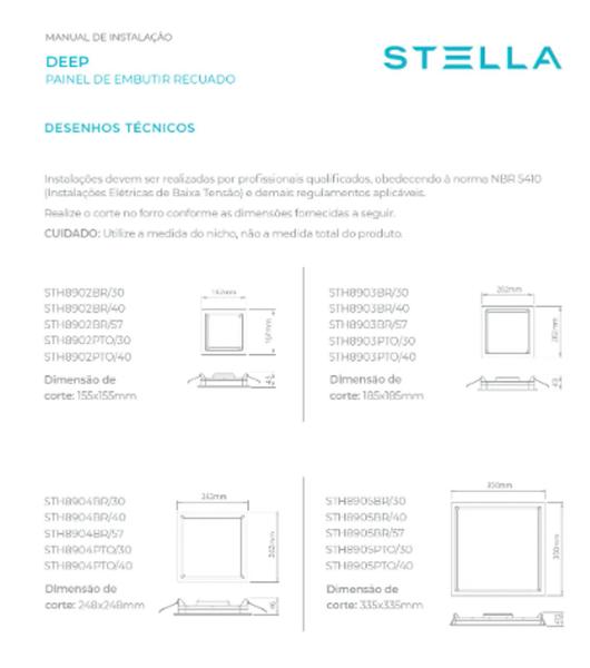 Imagem de Painel led 24w 22w embutir deep recuado- stella sth8904