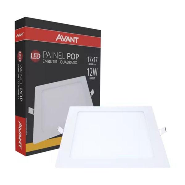 Imagem de Painel Led Avant Quadrado Embutir 12w 3000k Bivolt Branco