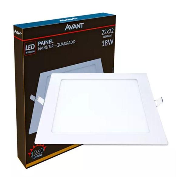 Imagem de Painel Led Avant Quadrado Embutir 18w 3000k Bivolt Branco