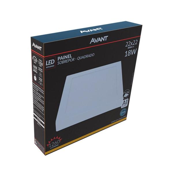 Imagem de Painel Led Avant Quadrado Sobrepor 18W 3000k Bivolt 10 Und.