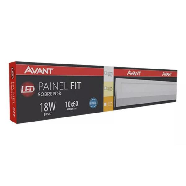 Imagem de Painel Led Avant Retangular 18w 10x60cm Sobrepor 4000k 10 Un