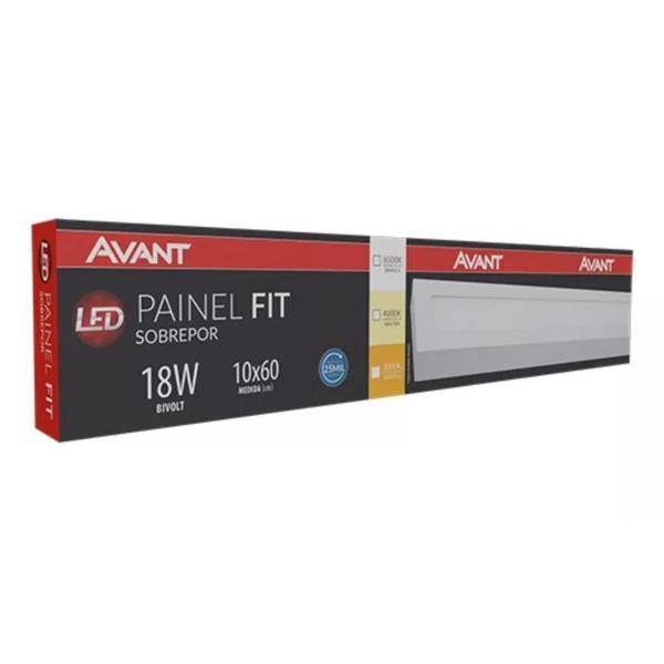 Imagem de Painel Led Avant Retangular 18w 10x60cm Sobrepor 4000k 5 Un.