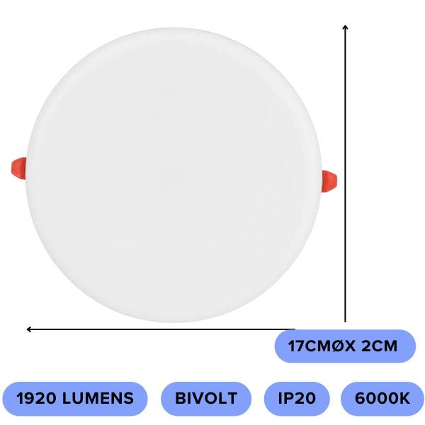 Imagem de Painel Led Borda Infinita 24w 6000k Embutir Redondo