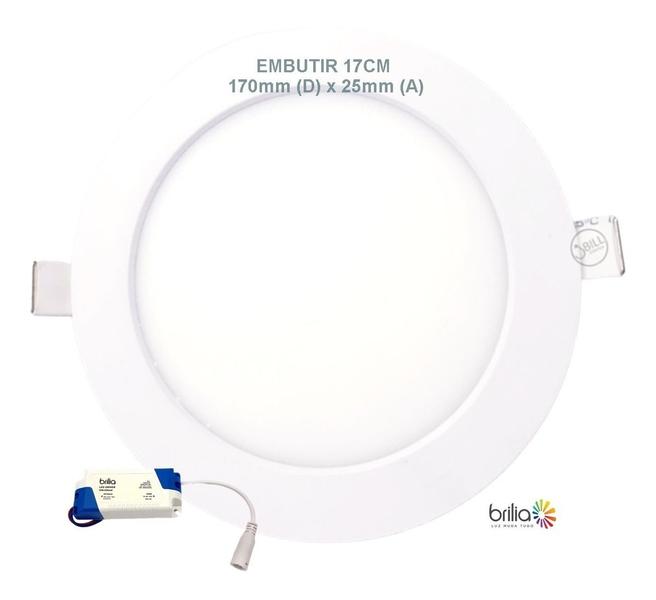 Imagem de Painel Led Brilia Redondo Embutir Branco 12w Neutro 17cm