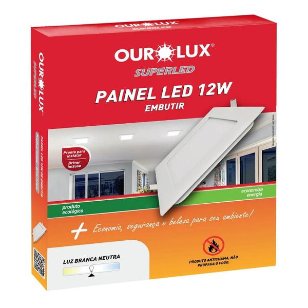 Imagem de Painel led de embutir 12w 6500k quadrado ourolux