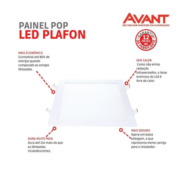 Imagem de Painel led de sobrepor quadrado 22cm 18w 6500k bivolt emissão de luz branca avant