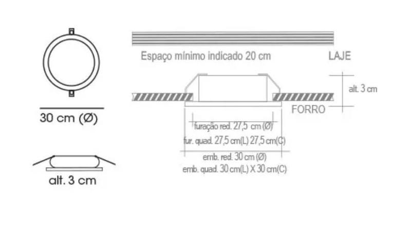 Imagem de Painel Led Embutir 24w 6500k Redondo