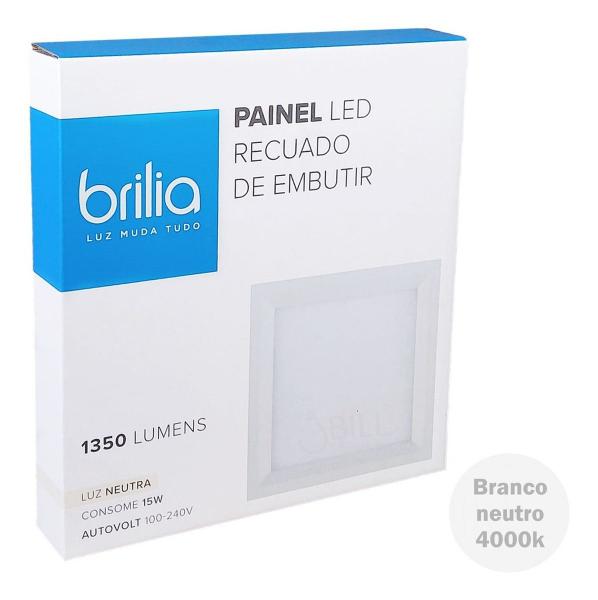 Imagem de Painel Led Embutir Recuado 15W Quadrado 16,8Cm Neutro