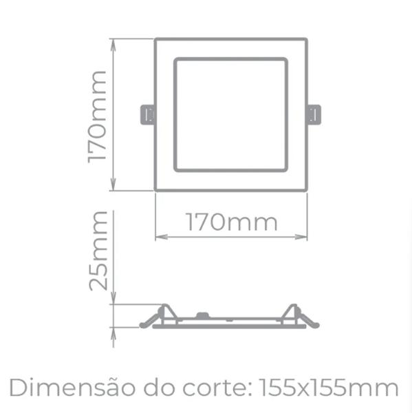 Imagem de Painel led embutir recuado deep 12w 16,7cm- stella sth8902