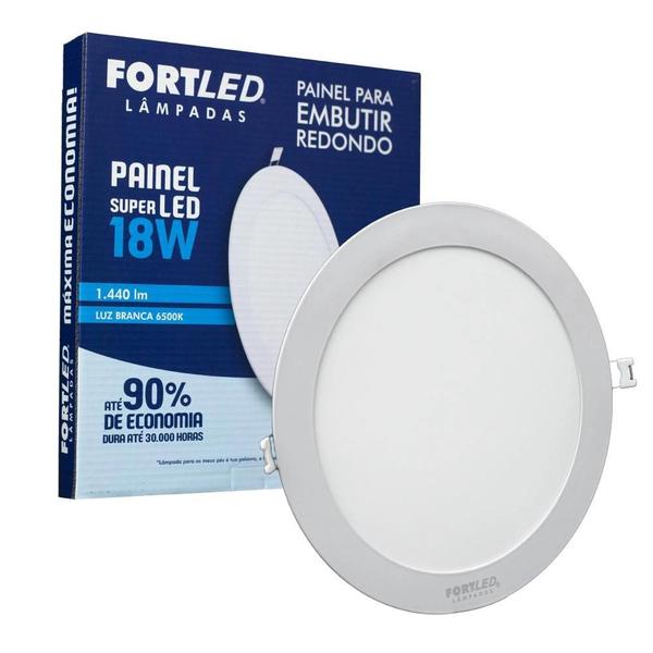 Imagem de Painel LED Fortled 18W Sobrepor 6500k Redondo Luz Branca