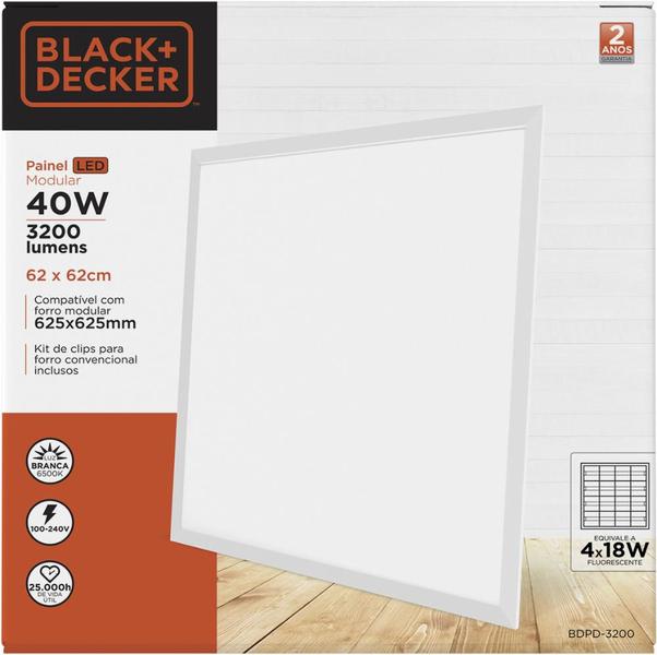 Imagem de Painel LED Modular Embutir 62x62cm 40W 4000K Black+Decker