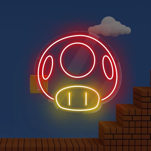 Imagem de Painel Led Neon Cogumelo Mario Vídeo Game Jogo Geek