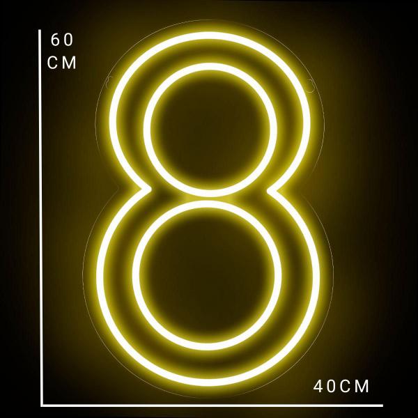 Imagem de Painel Led Neon Número Luminoso 8 Oito 60cm Decoração Festa