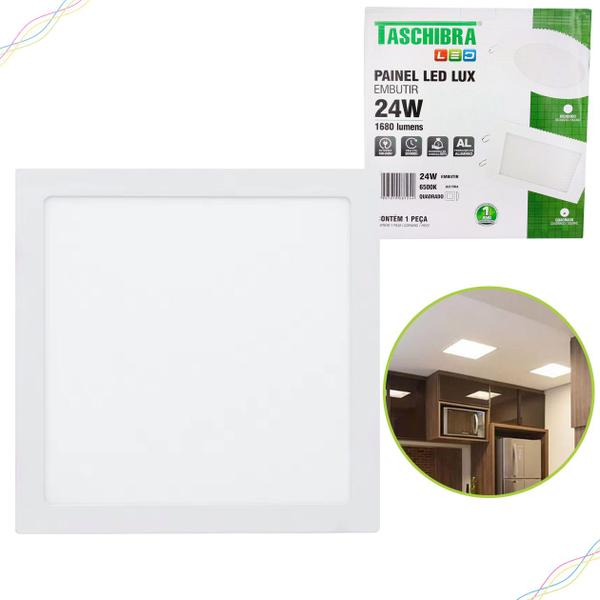 Imagem de Painel Led Plafon 24w Quadrado Embutir 29,2cm Branco Frio Luminária Bivolt