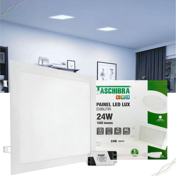 Imagem de Painel Led Plafon 24w Quadrado Embutir 29,2cm Branco Frio Luminária Bivolt