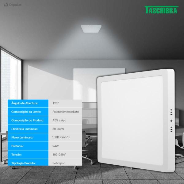 Imagem de Painel Led Plafon 24w Quadrado Sobrepor Branco Bivolt