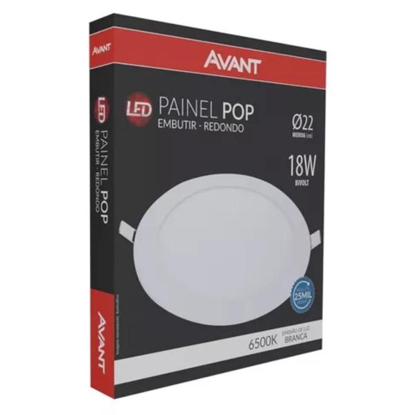 Imagem de Painel Led Pop Embutir Redondo 18w 22cm 6500k Avant