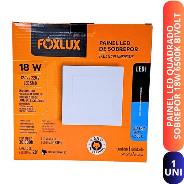 Imagem de Painel Led Quadrado Sobrepor 18w 6500k Biv