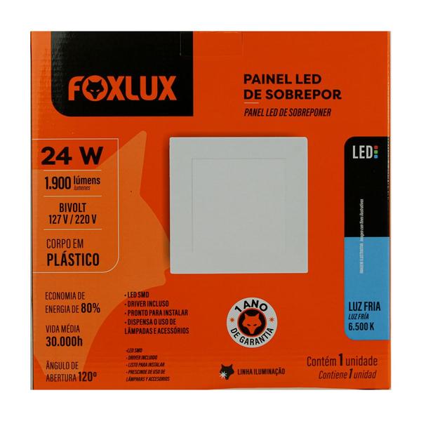 Imagem de Painel Led Quadrado Sobrepor 24w 6500k Foxlux