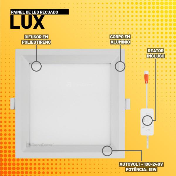 Imagem de Painel LED Recuado Taschibra LUX 18W Quadrado Embutir