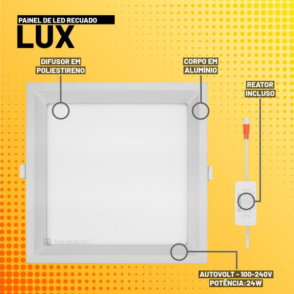 Imagem de Painel LED Recuado Taschibra Lux 24w Quadrado Embutir