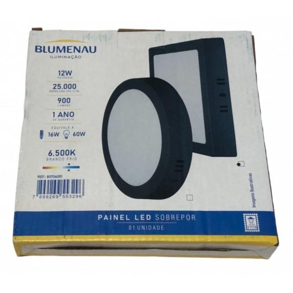 Imagem de Painel led slim quadrado preto 12w bivolt 6500k sobrepor blumenau