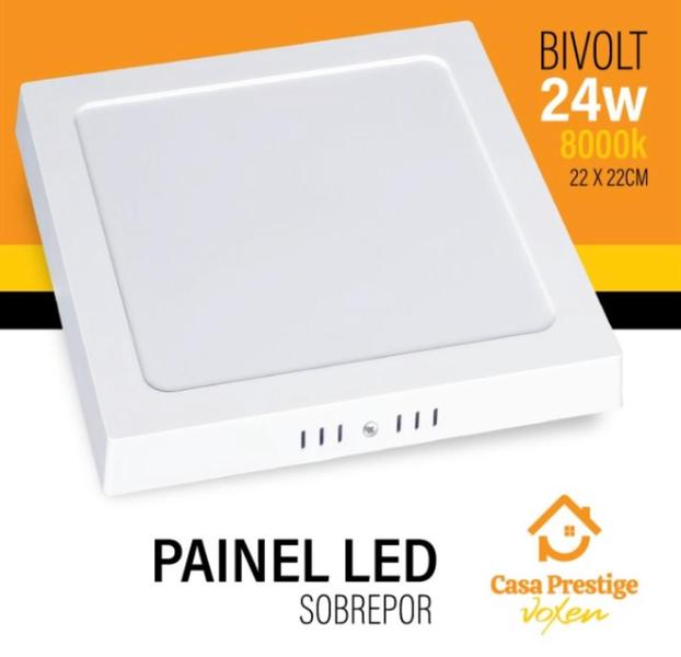 Imagem de Painel Led Sobrepor Quadrado 22x22cm 24W Bivolt 6500k