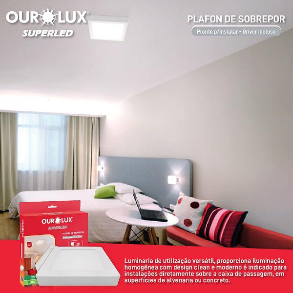 Imagem de Painel Led Sobrepor Quadrado 30Cm 24W Bivolt Branco Frio