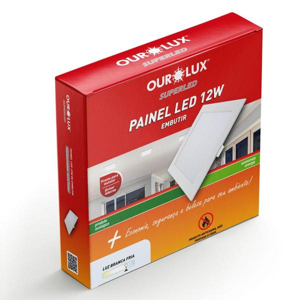 Imagem de Painel LED Super Eco Embutir 12W BIV 6500K Quadrado - 02900 - OUROLUX