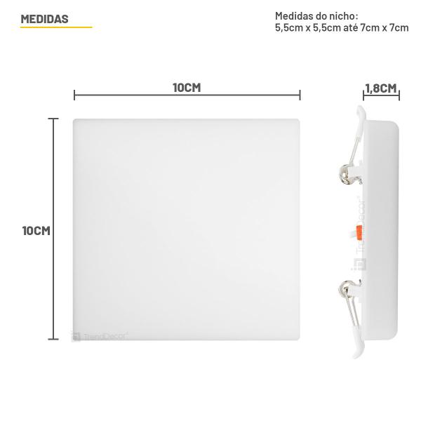 Imagem de Painel LED Taschibra Frameless 12W Quadrado Embutir