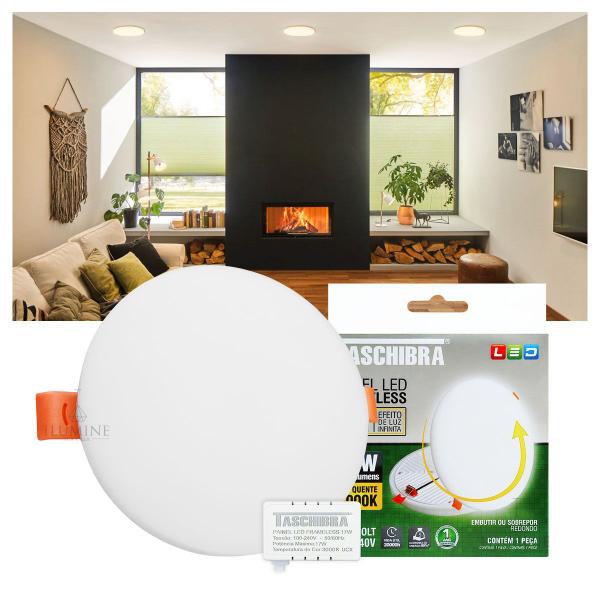 Imagem de Painel LED Taschibra Frameless 17W Redondo Embutir ou Sobrepor