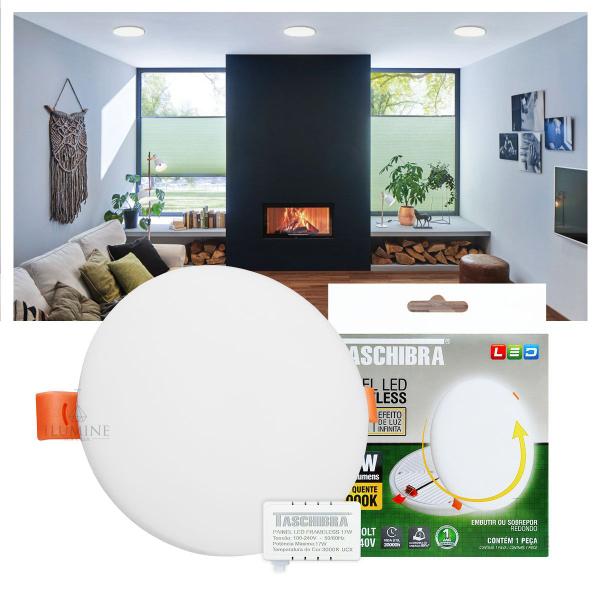 Imagem de Painel LED Taschibra Frameless 17W Redondo Embutir ou Sobrepor