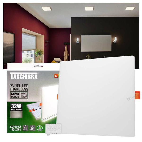 Imagem de Painel LED Taschibra Frameless 32W Quadrado Embutir ou Sobrepor