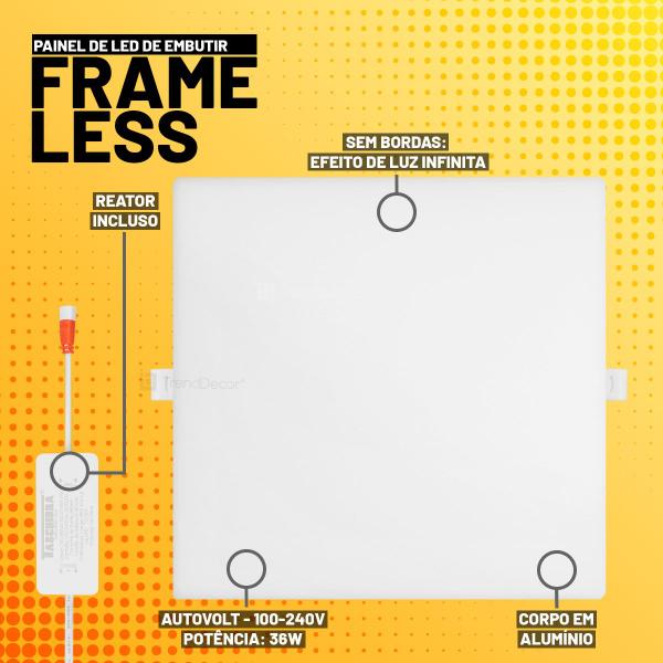 Imagem de Painel LED Taschibra Frameless 36W Quadrado Embutir