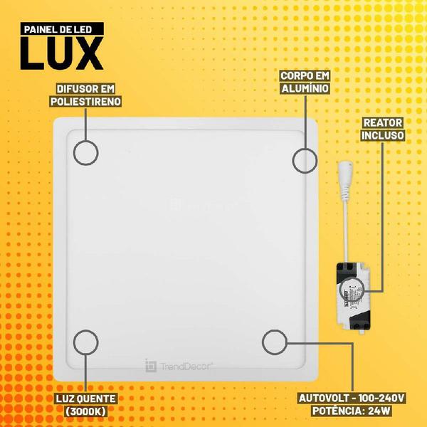 Imagem de Painel LED Taschibra LUX 24W Quadrado Sobrepor